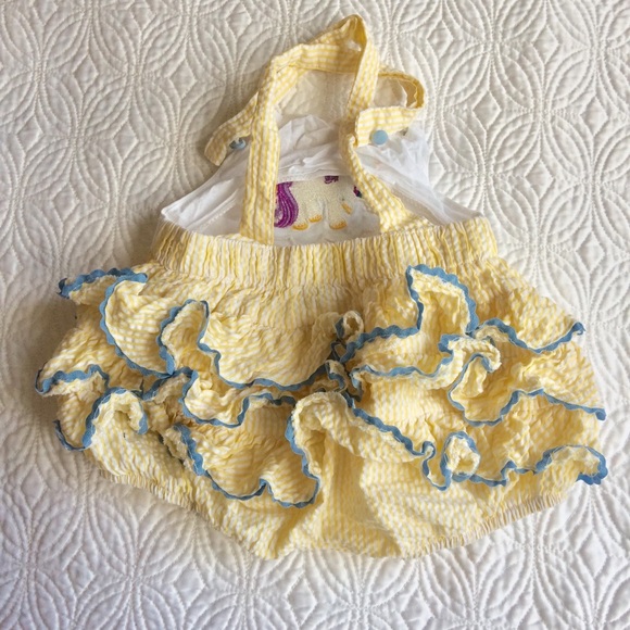 12-18m Unicorn Romper w Ruffle Bum- Lil Cactus - Picture 2 of 2